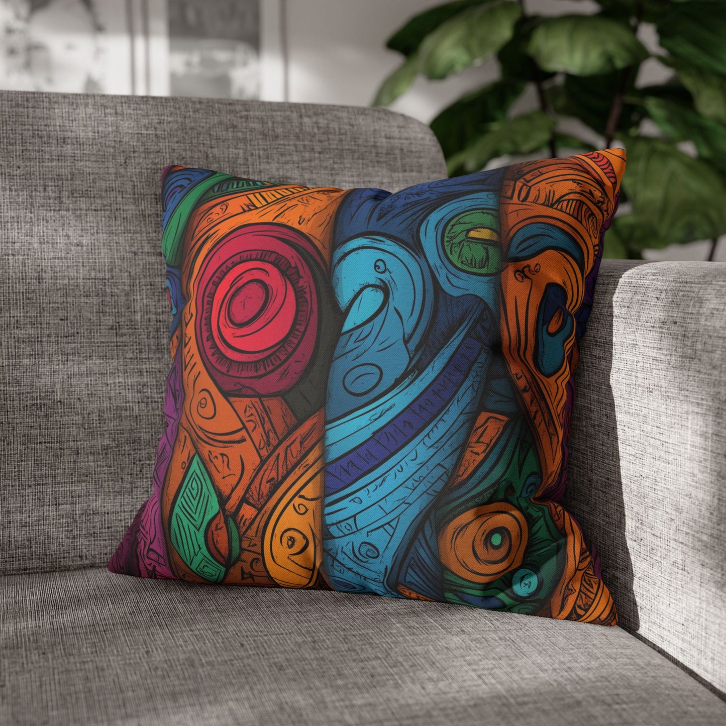 Tribal Rhythms- Square Polyester Pillowcase