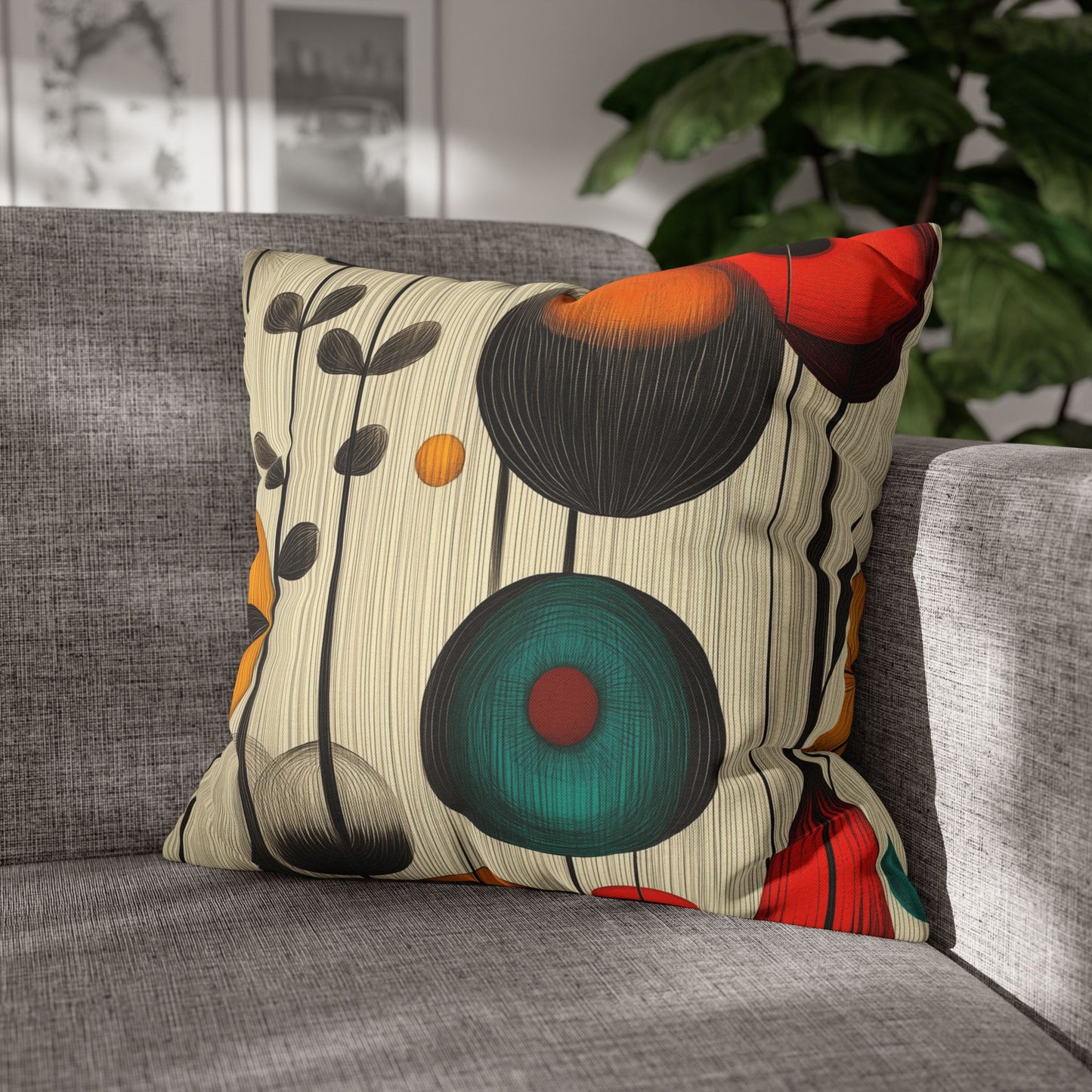 Retro Rhythm - Square Polyester Pillowcase