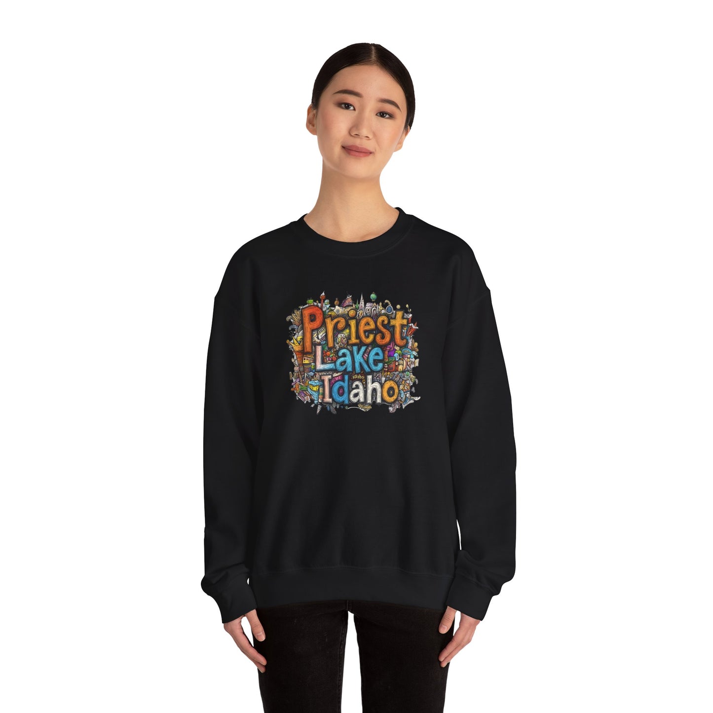 Priest Lake Idaho Fun Heavy Blend™ Crewneck Sweatshirt