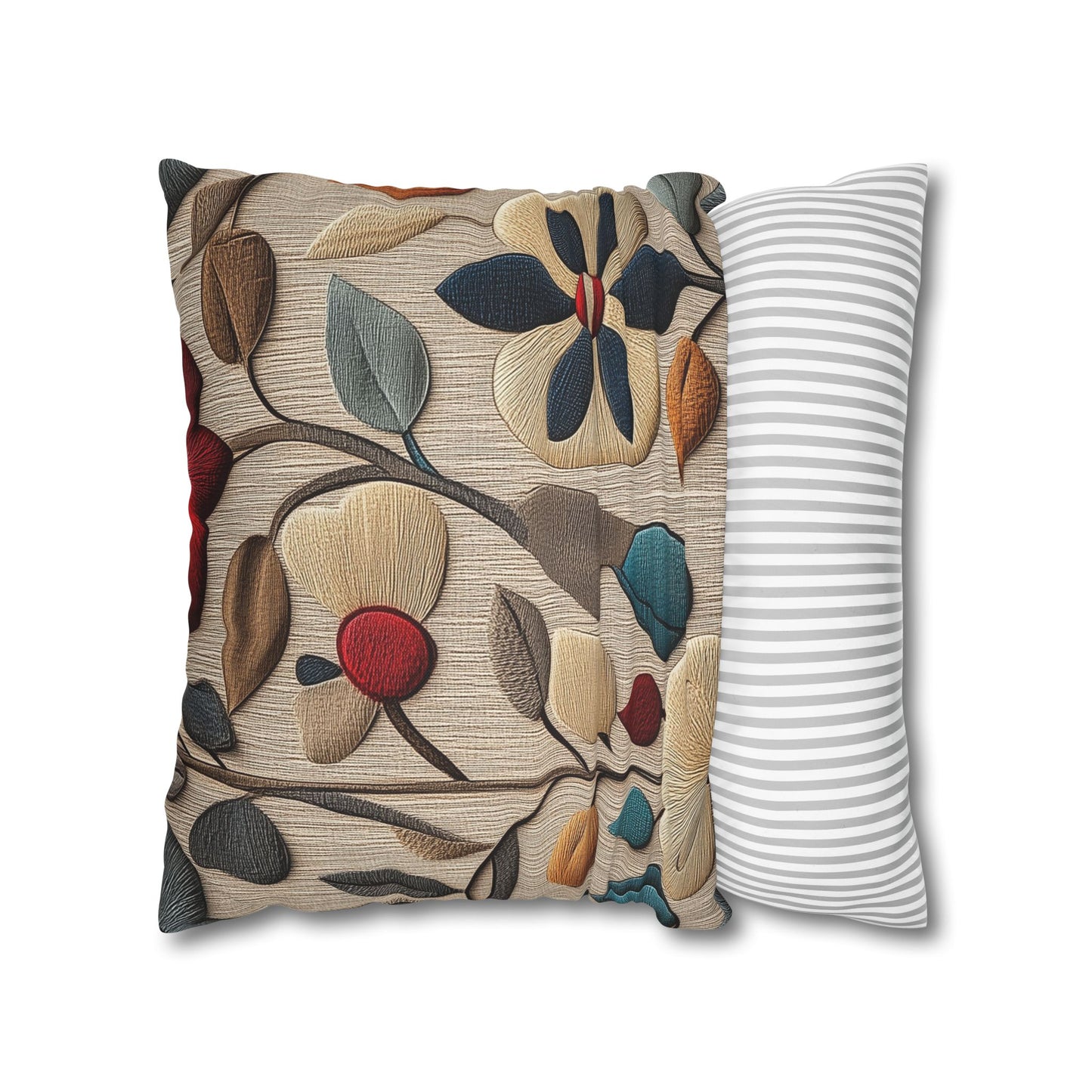 Blooming Folk - Square Polyester Pillowcase