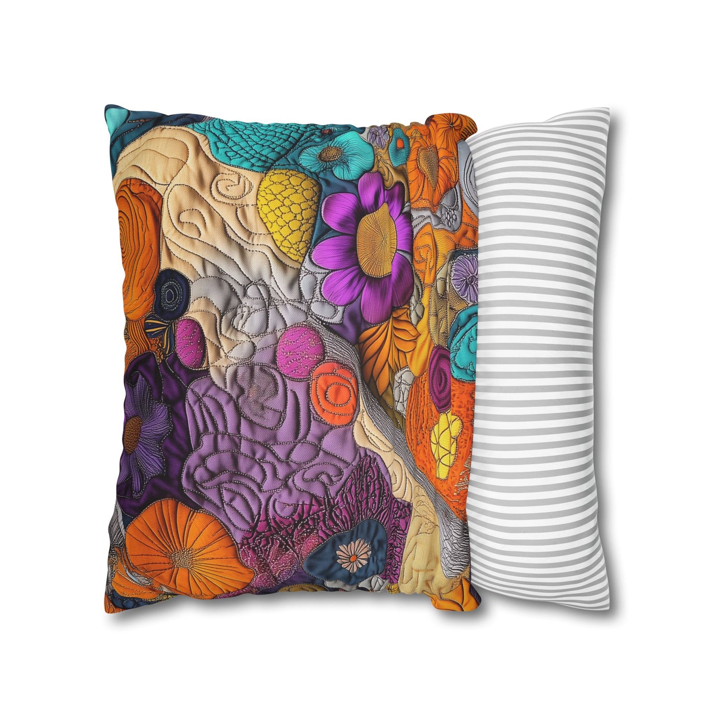 Floral Tapestry Delight- Square Polyester Pillowcase