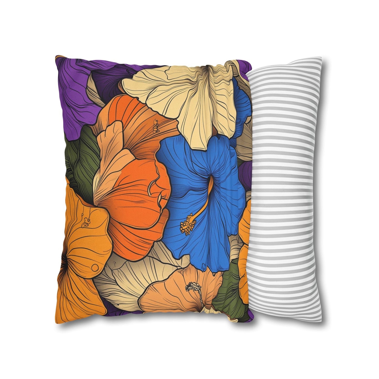 Tropical Hibiscus Paradise- Square Polyester Pillowcase