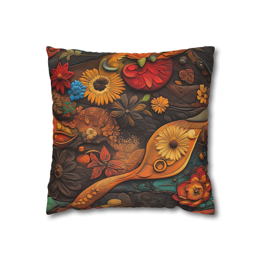 Psychedelic Garden - Square Polyester Pillowcase