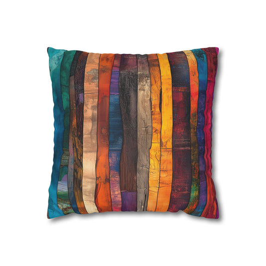Vibrant Stripes - Square Polyester Pillowcase