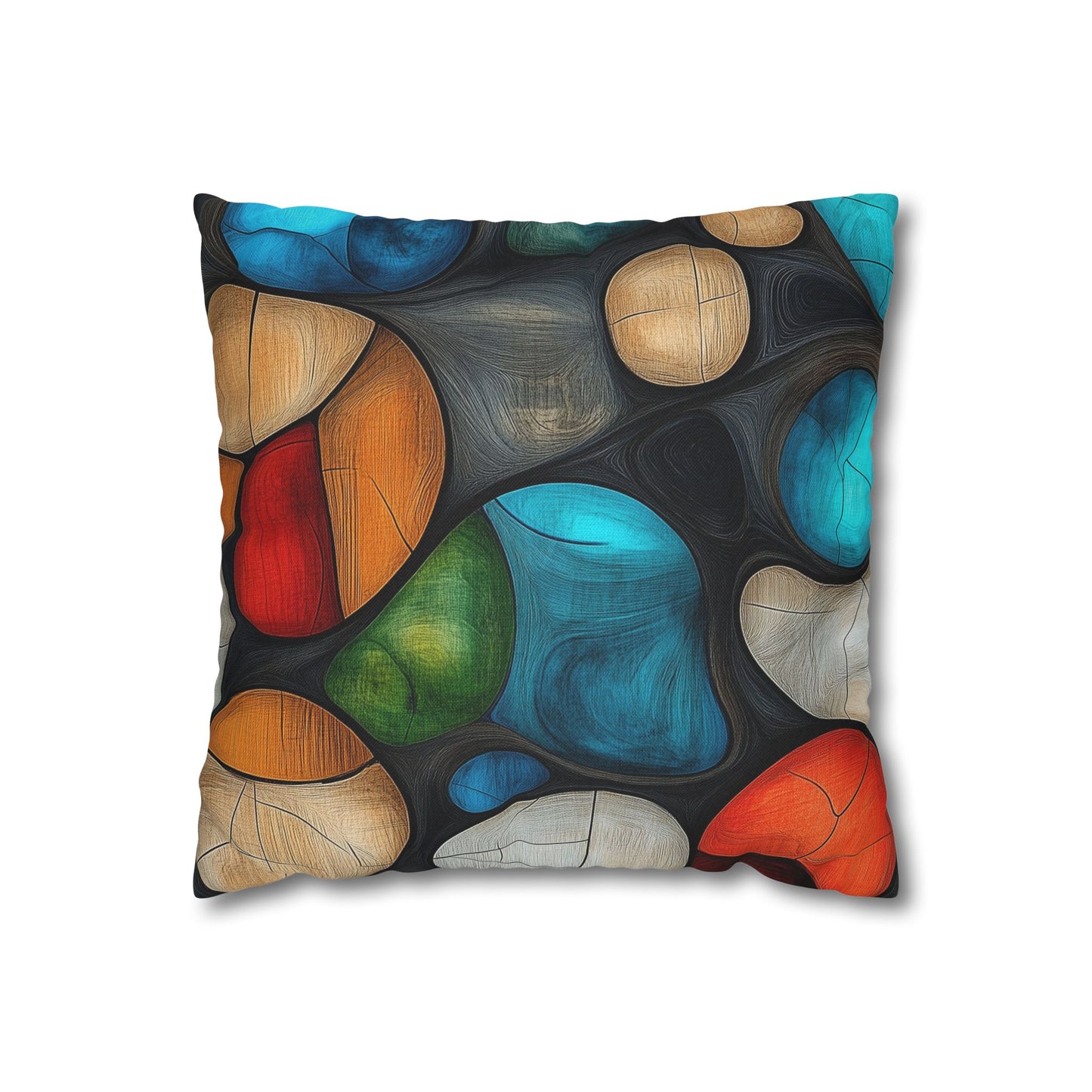 River Rocks - Square Polyester Pillowcase