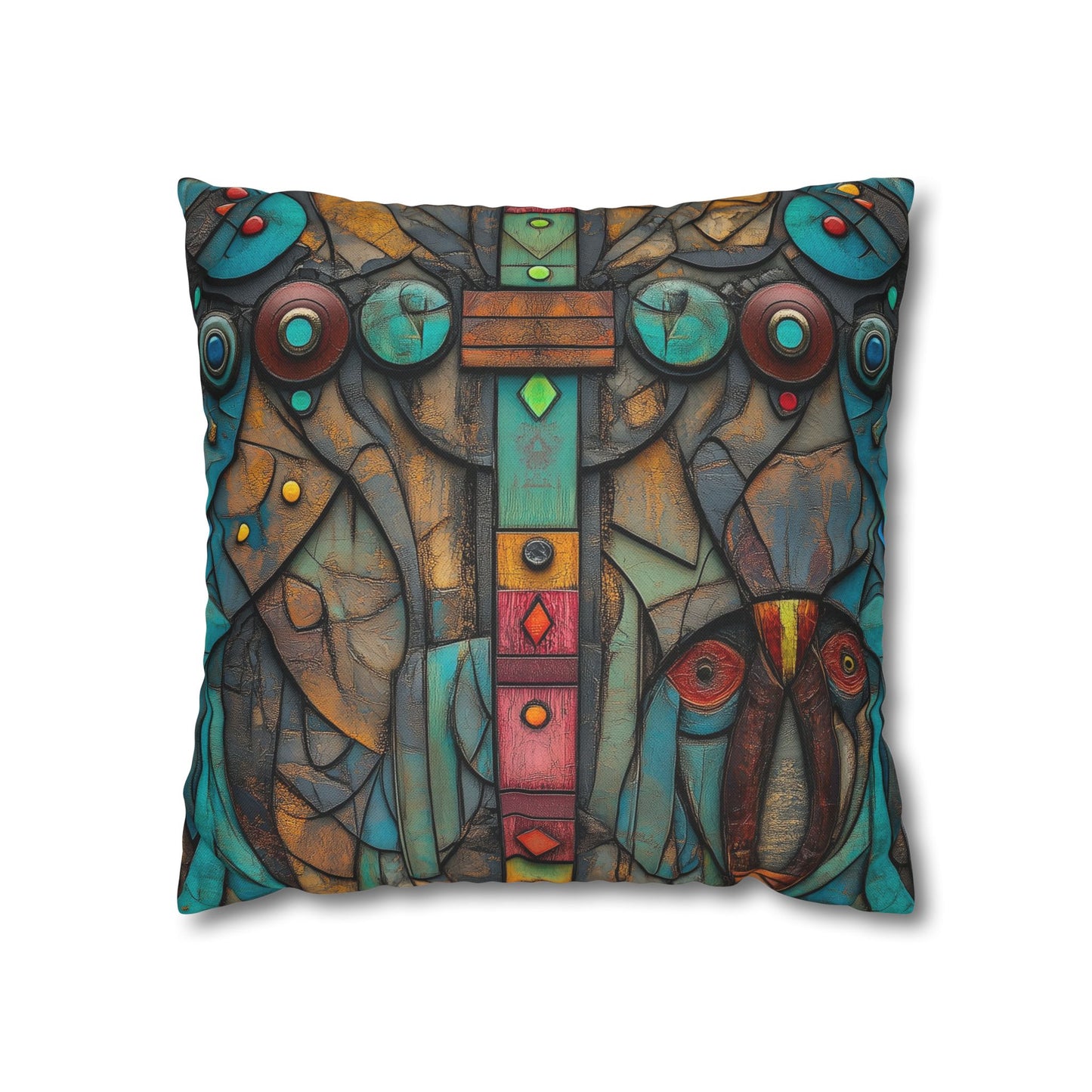 Turquoise Mosaic Dreams - Square Polyester Pillowcase