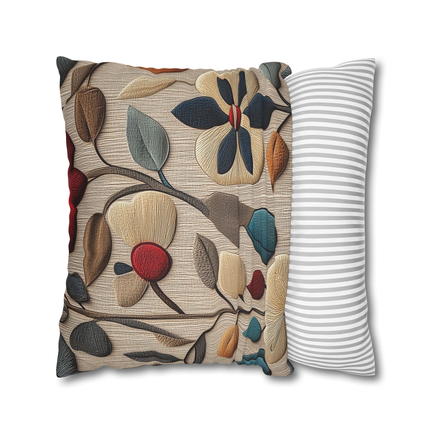 Blooming Folk - Square Polyester Pillowcase