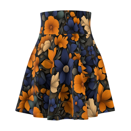 Midnight Garden Blossoms Skater Skirt