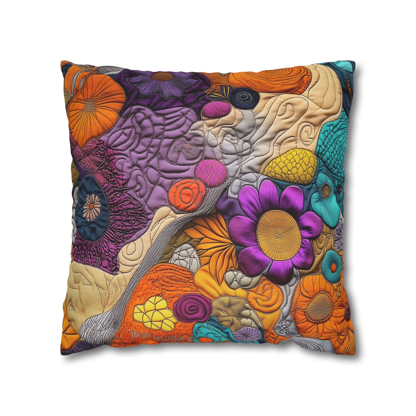 Floral Tapestry Delight- Square Polyester Pillowcase