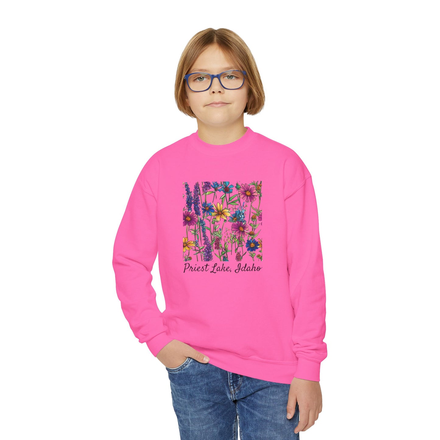 Priest Lake Wildflower Youth Crewneck Sweatshirt