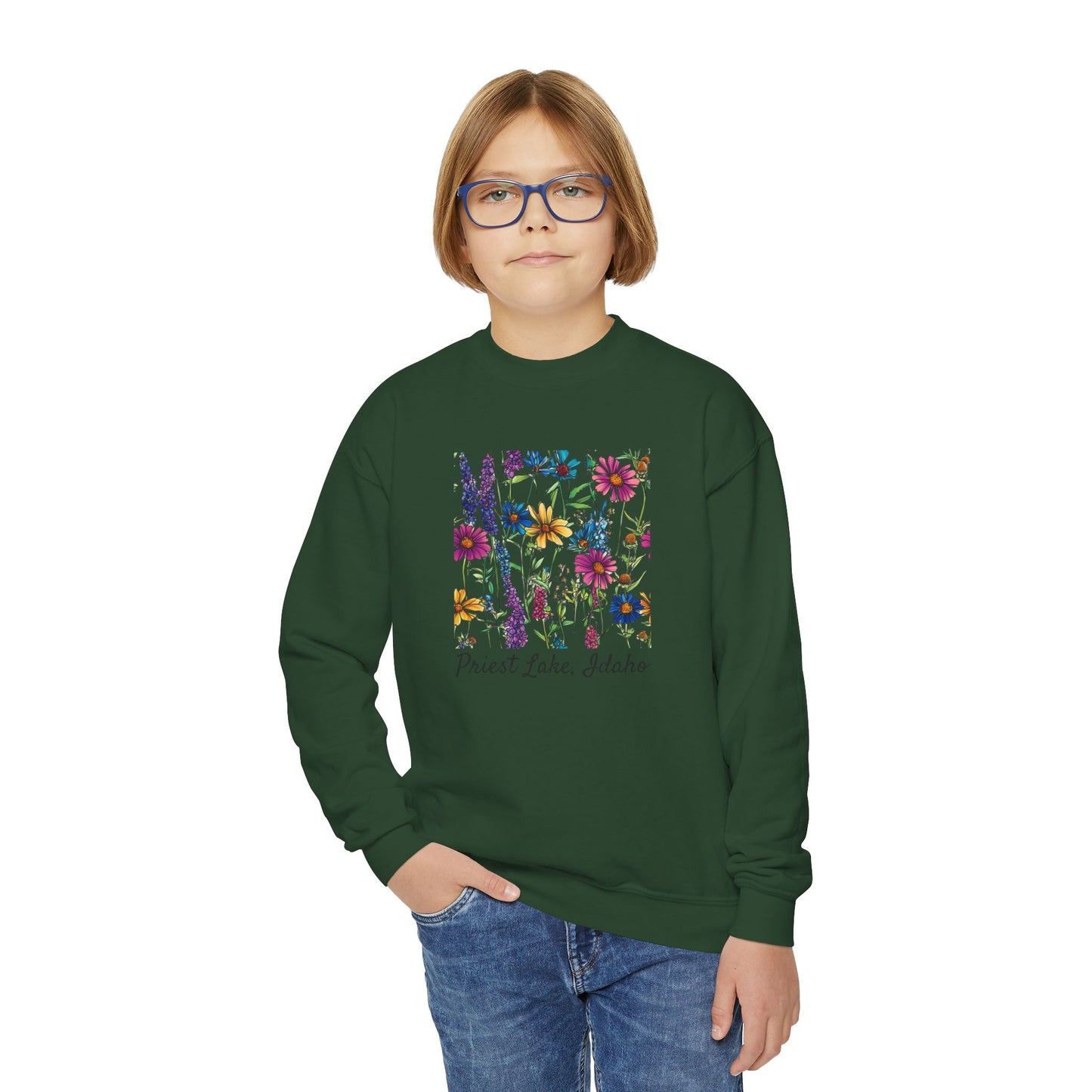 Priest Lake Wildflower Youth Crewneck Sweatshirt