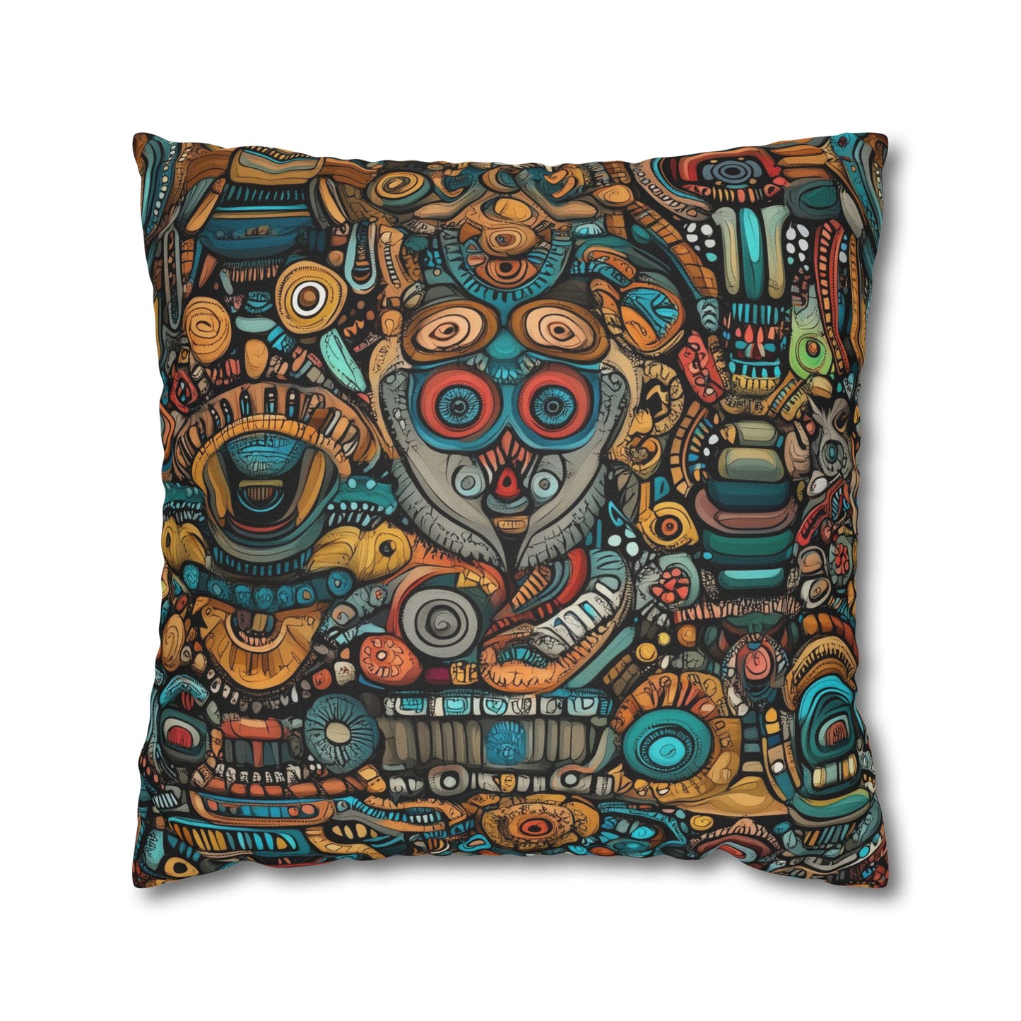 Tribal Kaleidoscope - Square Polyester Pillowcase