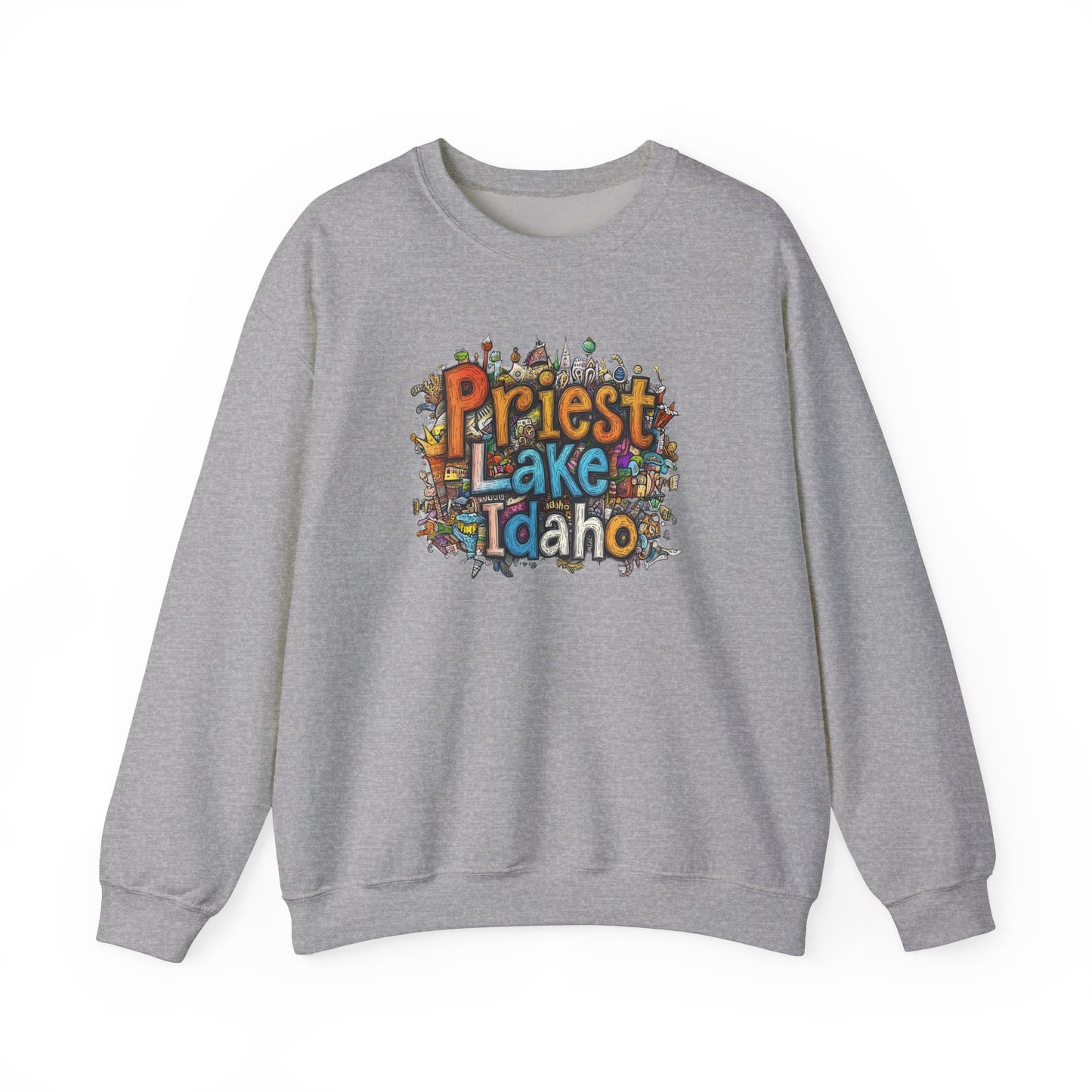 Priest Lake Idaho Fun Heavy Blend™ Crewneck Sweatshirt