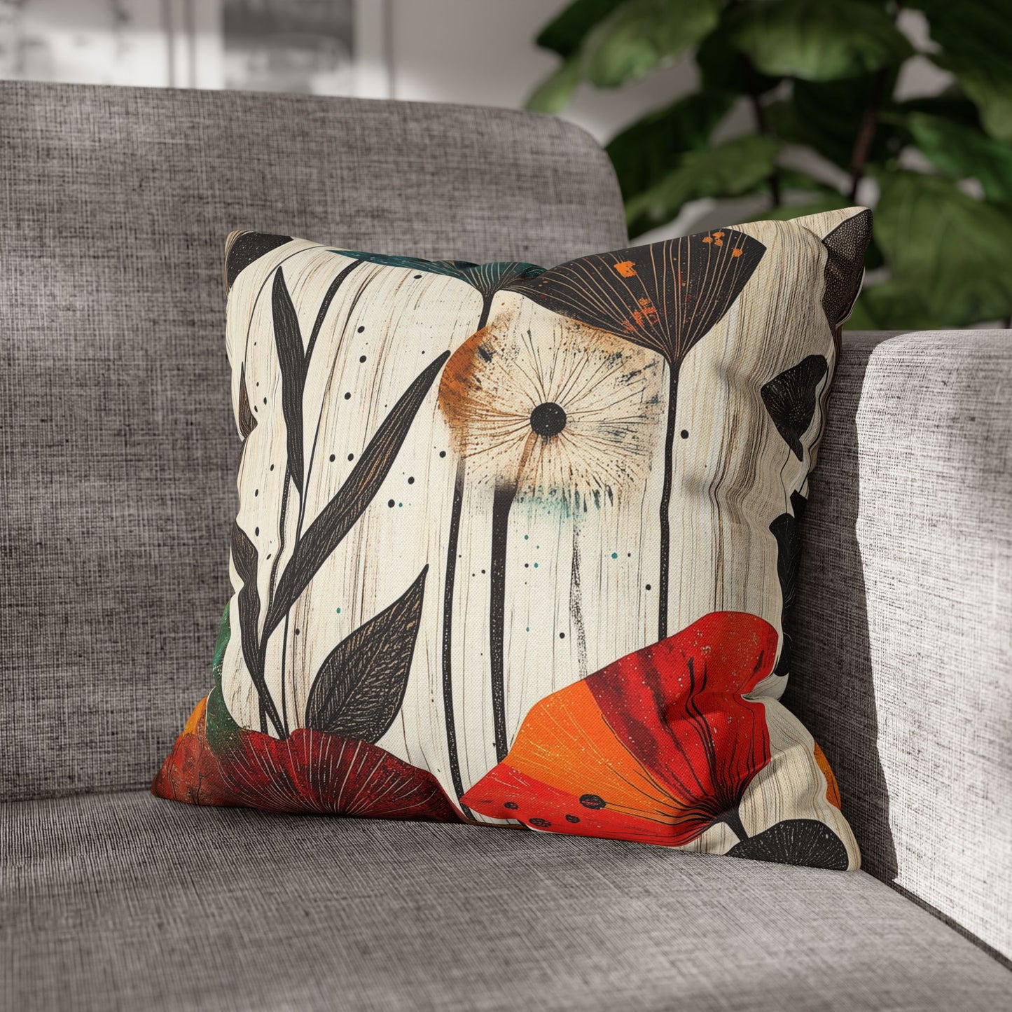 Vibrant Botanicals - Square Polyester Pillowcase