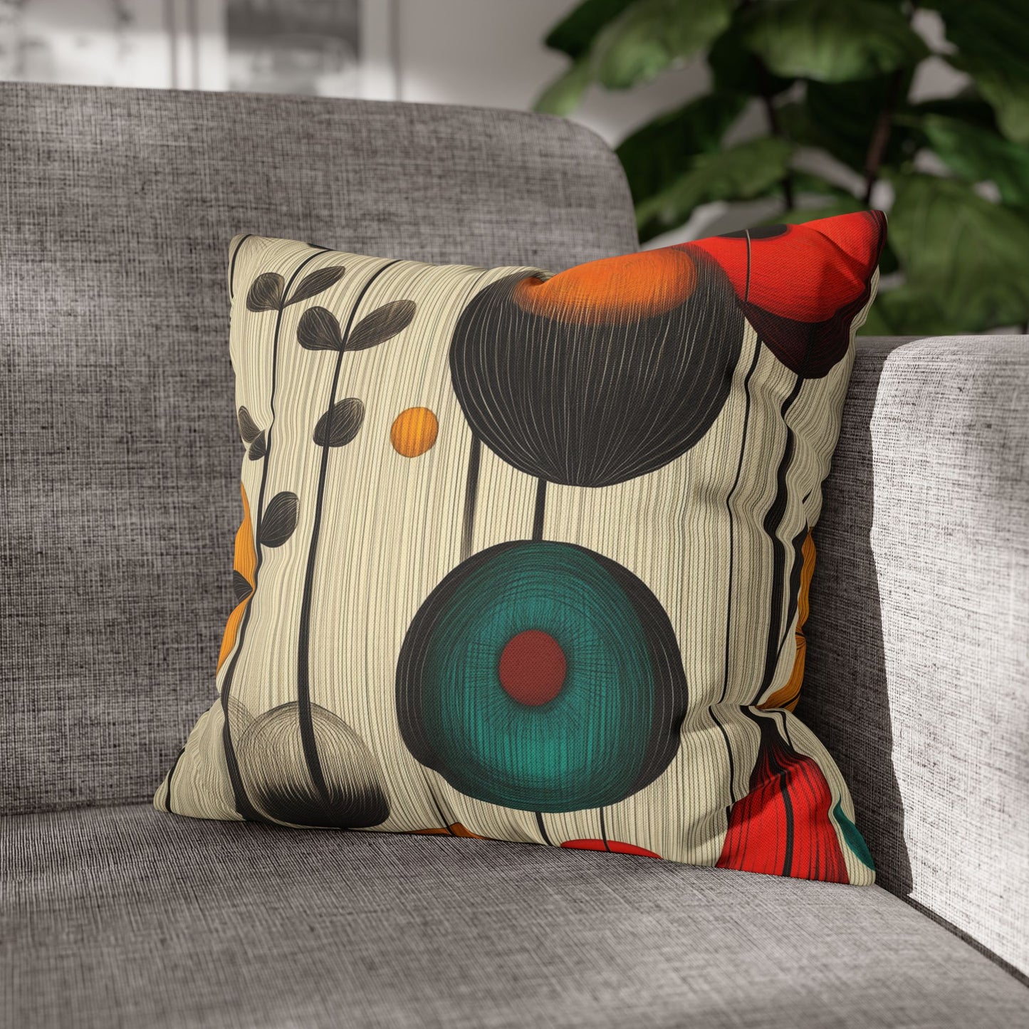 Retro Rhythm - Square Polyester Pillowcase