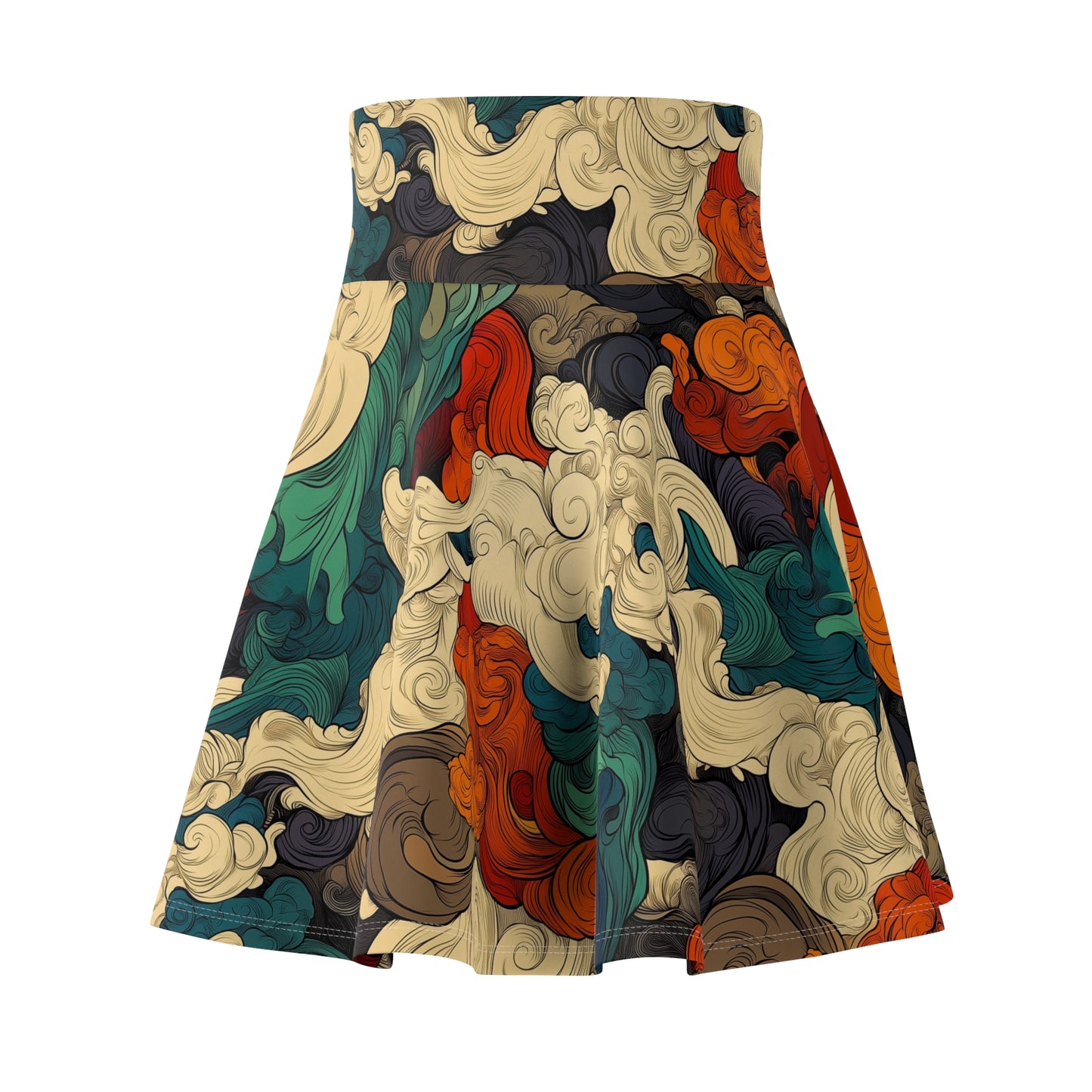 Japanese Clouds Skater Skirt