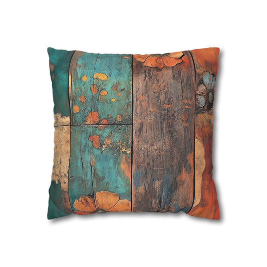 Rustic Blooms - Square Polyester Pillowcase