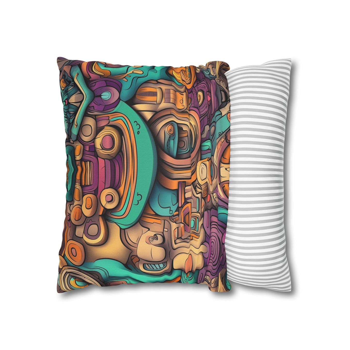 Psychedelic Dreamscape- Square Polyester Pillowcase