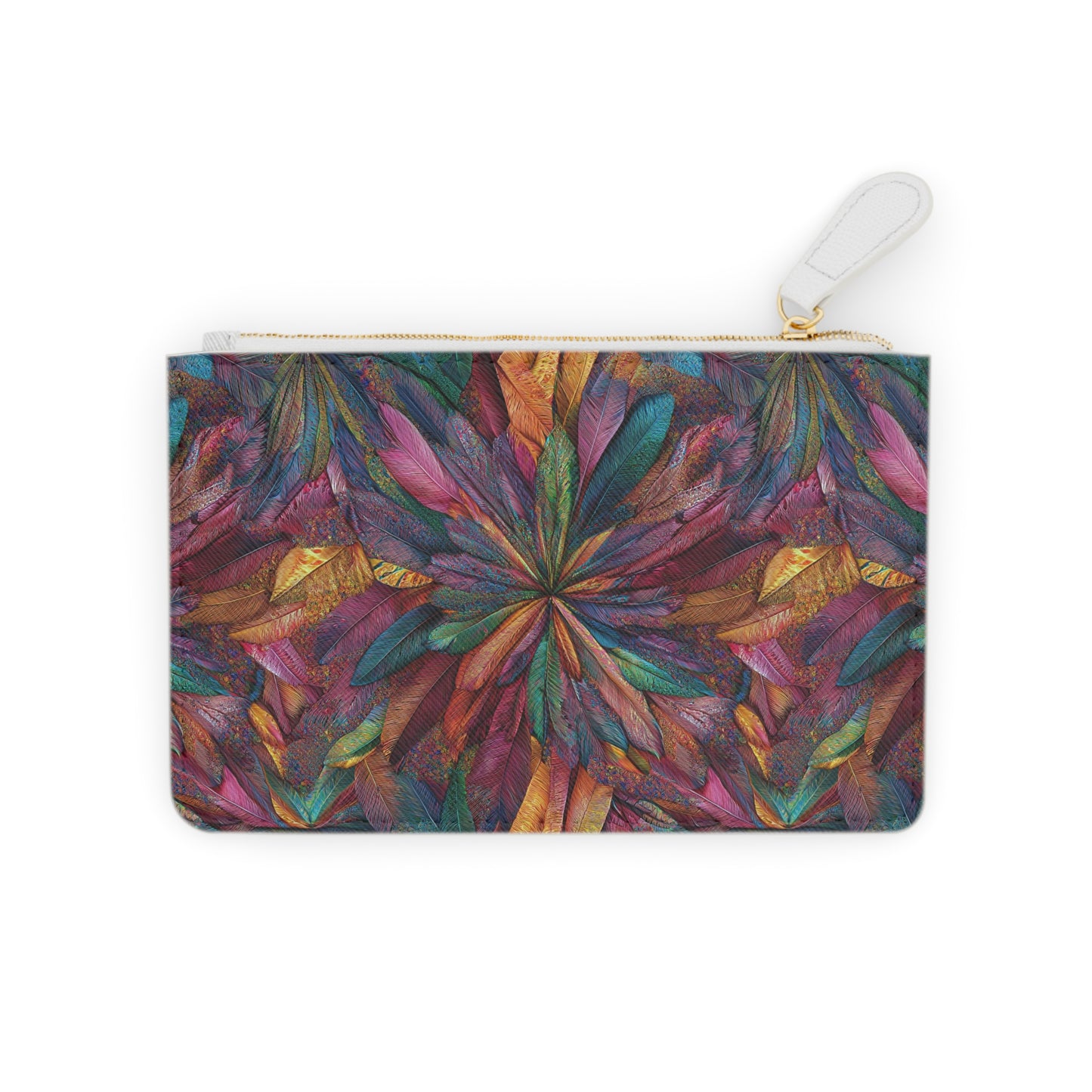 Humming Bird Feather Mandala Mini Clutch Bag