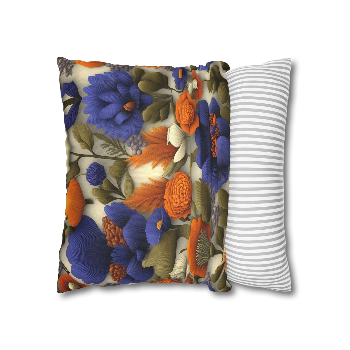 Vibrant Floral Fantasy- Square Polyester Pillowcase