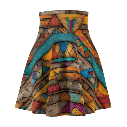 Rustic Abstract Patterns Skater Skirt