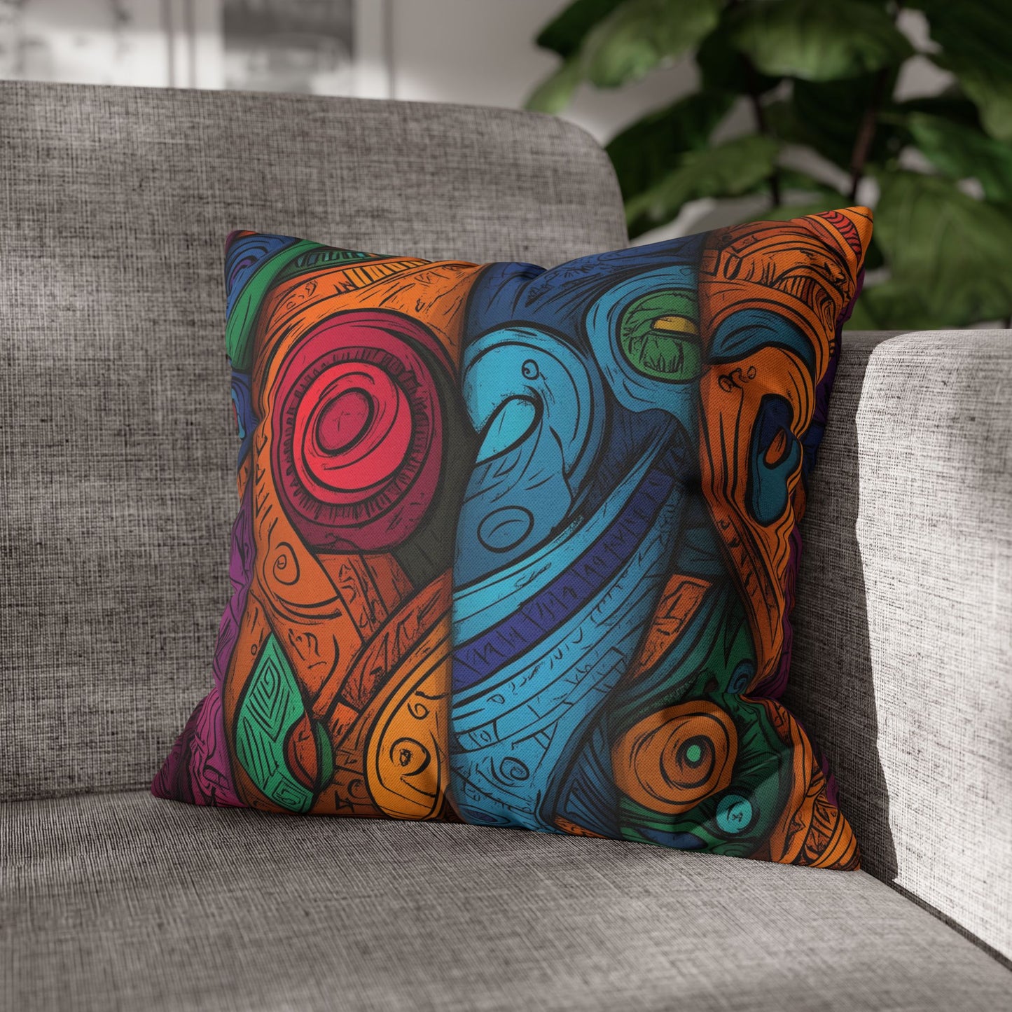 Tribal Rhythms- Square Polyester Pillowcase