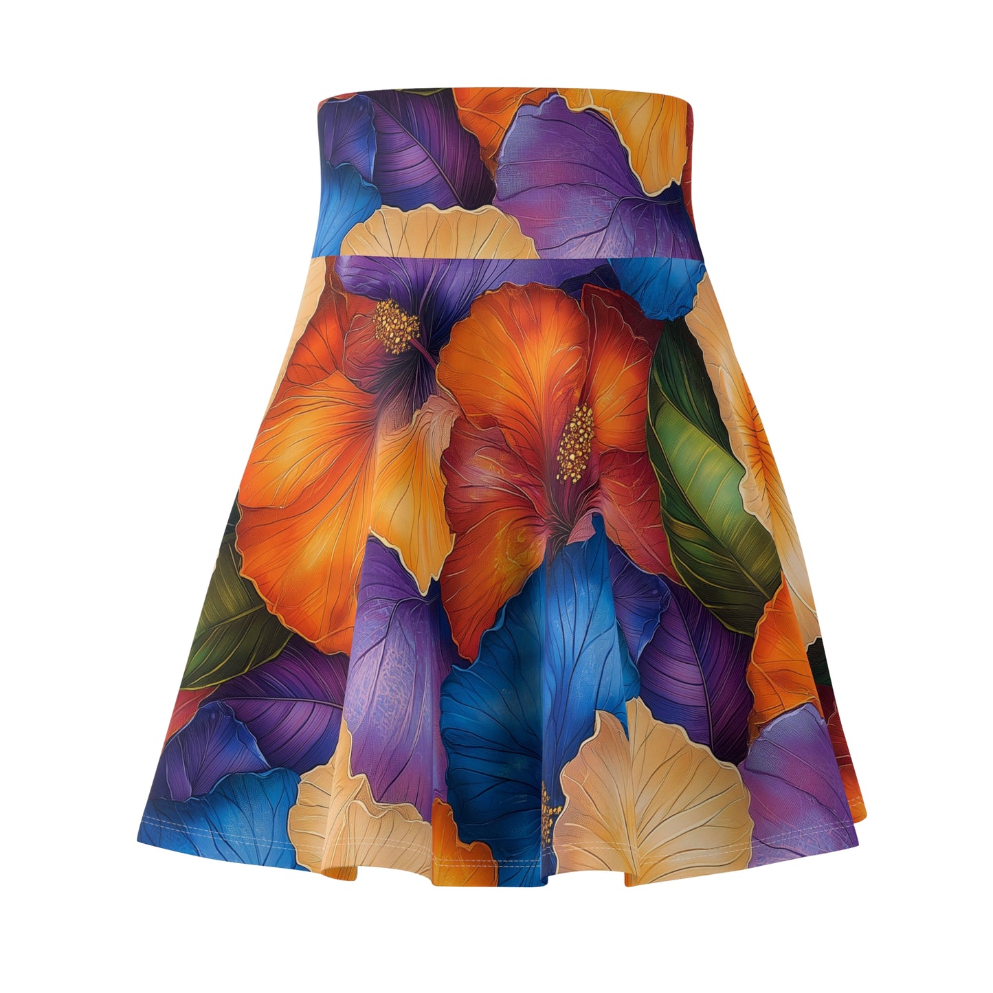 Tropical Hibiscus Burst - Skater Skirt