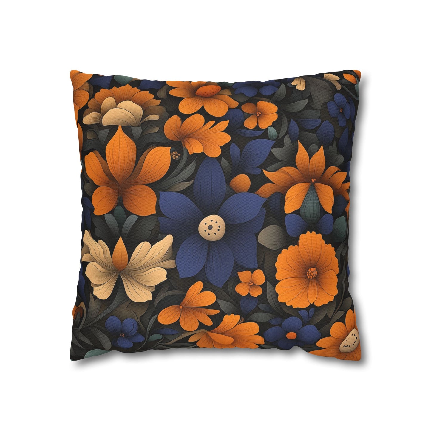 Midnight Blossom- Square Polyester Pillowcase