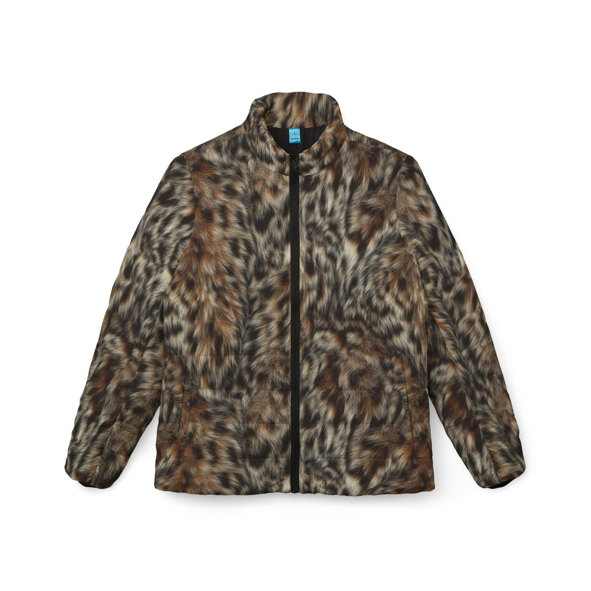 Leopard Print Women’s Puffer Jacket — Faux Fur Animal Print Winter Coat
