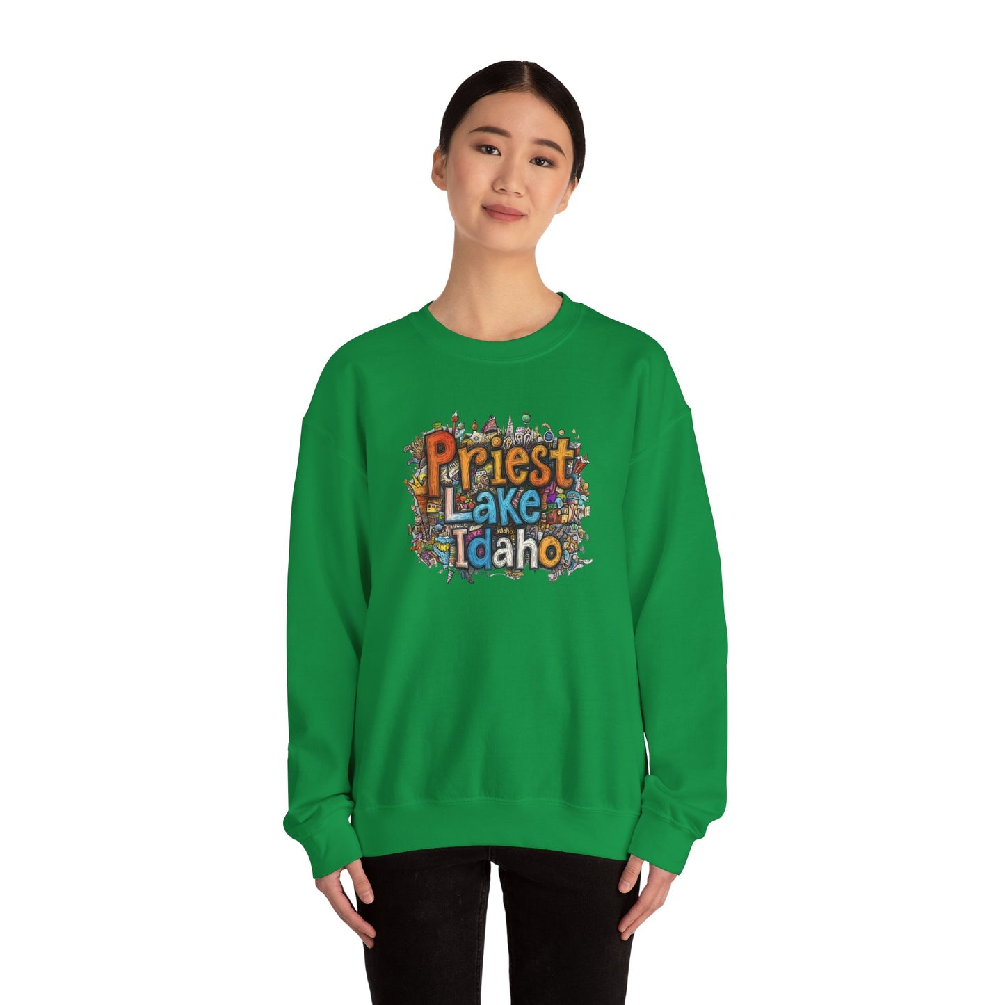 Priest Lake Idaho Fun Heavy Blend™ Crewneck Sweatshirt