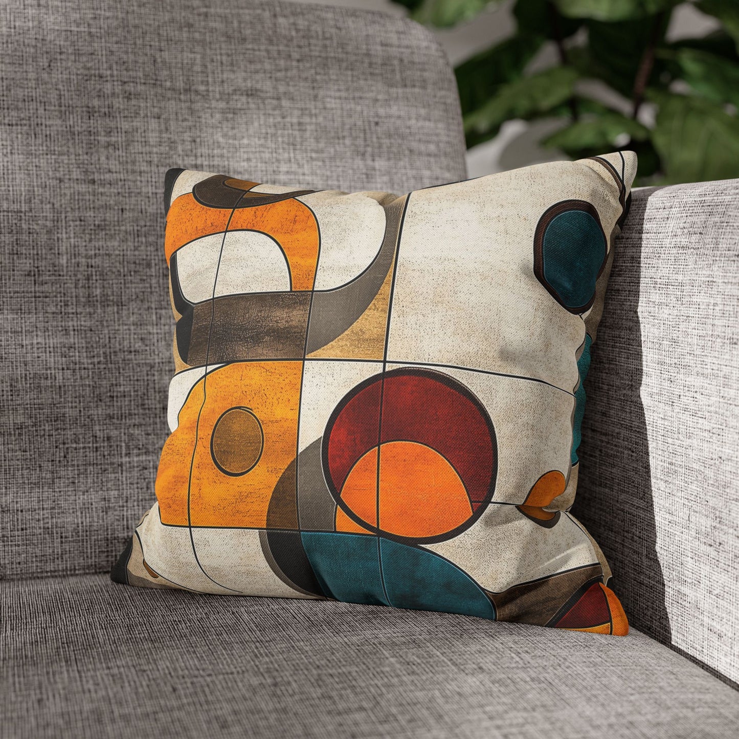 Retro Circles - Square Polyester Pillowcase