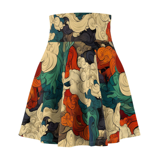 Japanese Clouds Skater Skirt