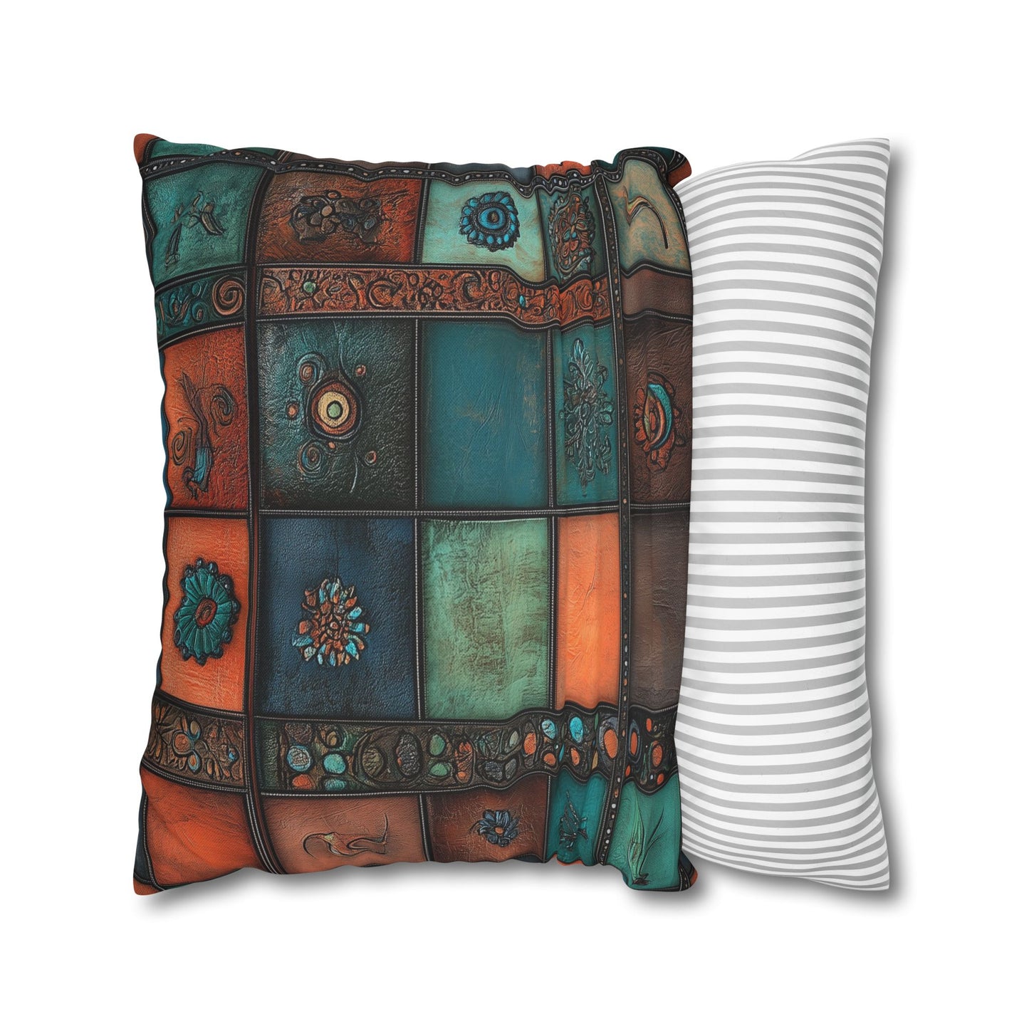 Leather Tile Symphony - Square Polyester Pillowcase