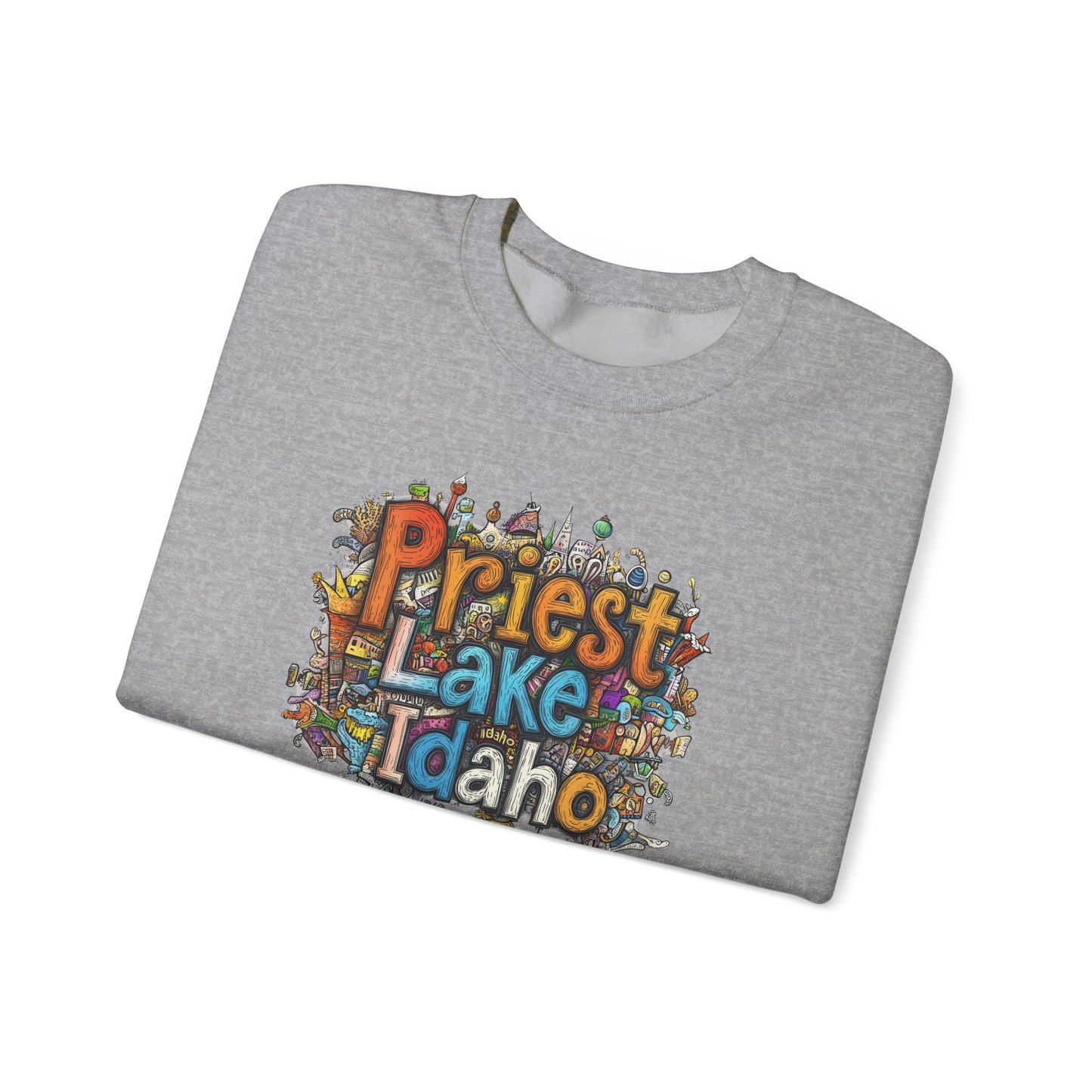 Priest Lake Idaho Fun Heavy Blend™ Crewneck Sweatshirt