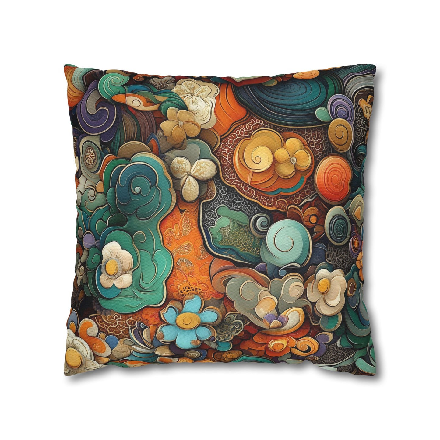 Psychedelic Swirls - Square Polyester Pillowcase