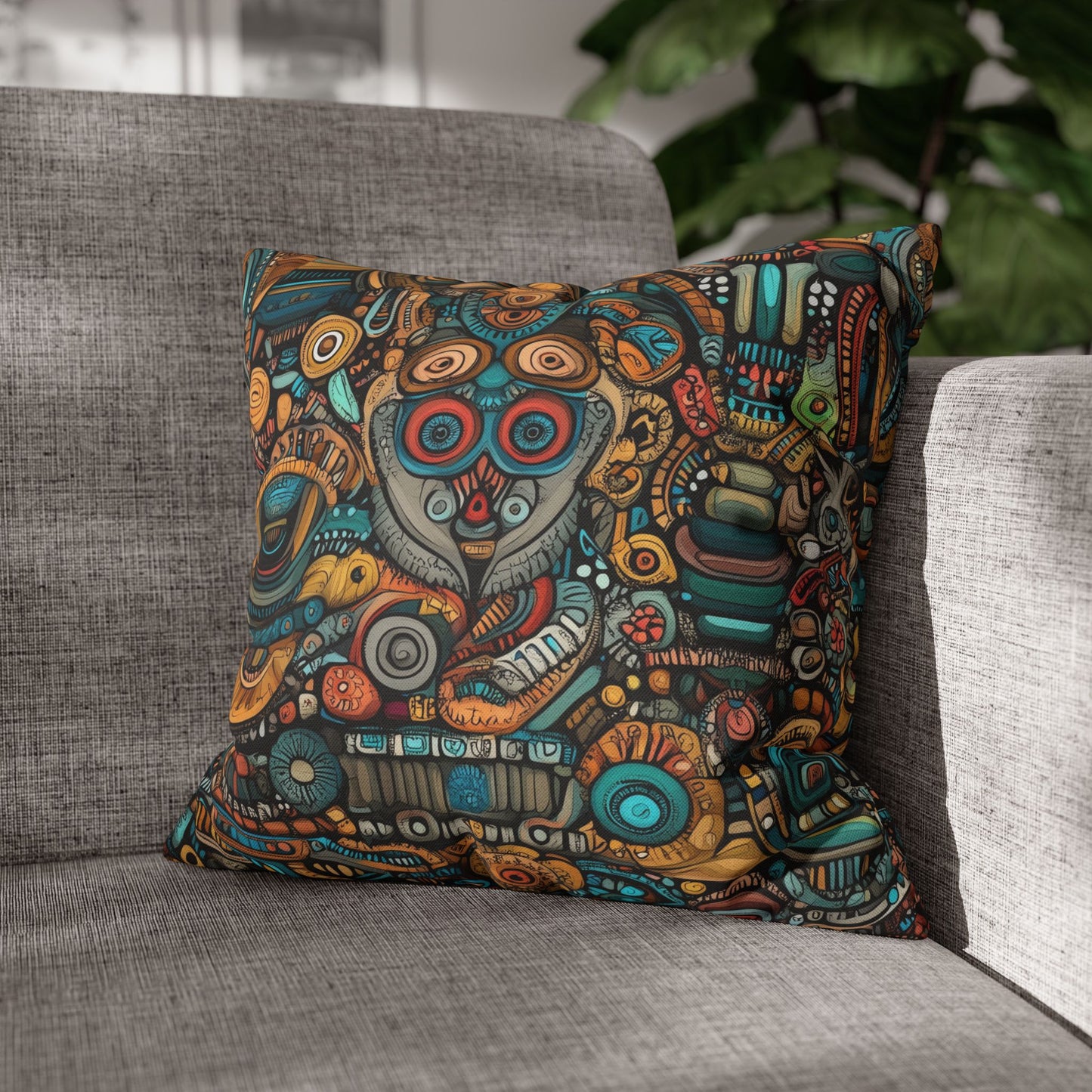 Tribal Kaleidoscope - Square Polyester Pillowcase