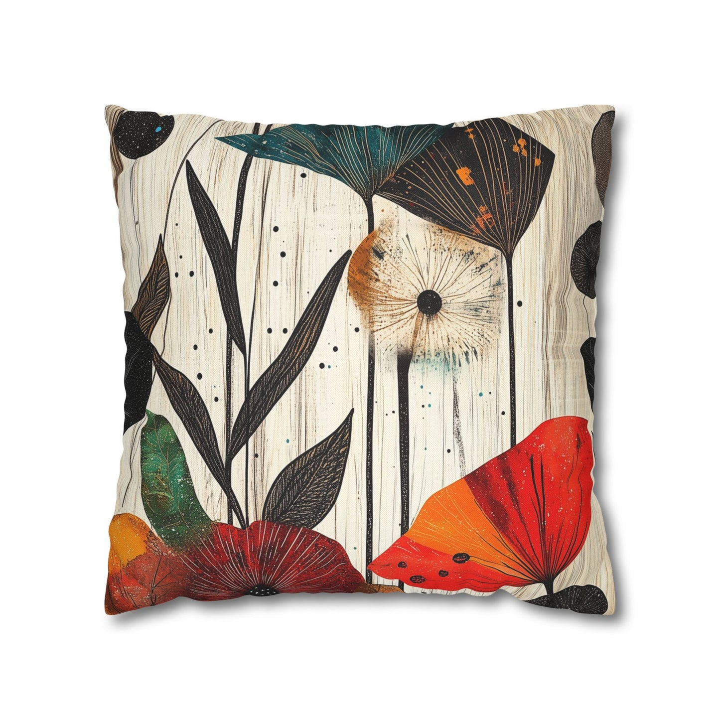 Vibrant Botanicals - Square Polyester Pillowcase