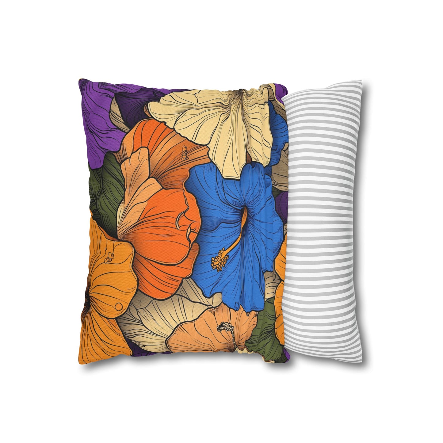 Tropical Hibiscus Paradise- Square Polyester Pillowcase