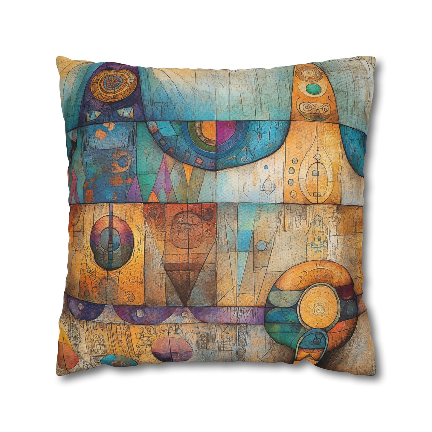 Cosmic Hieroglyphs- Square Polyester Pillowcase