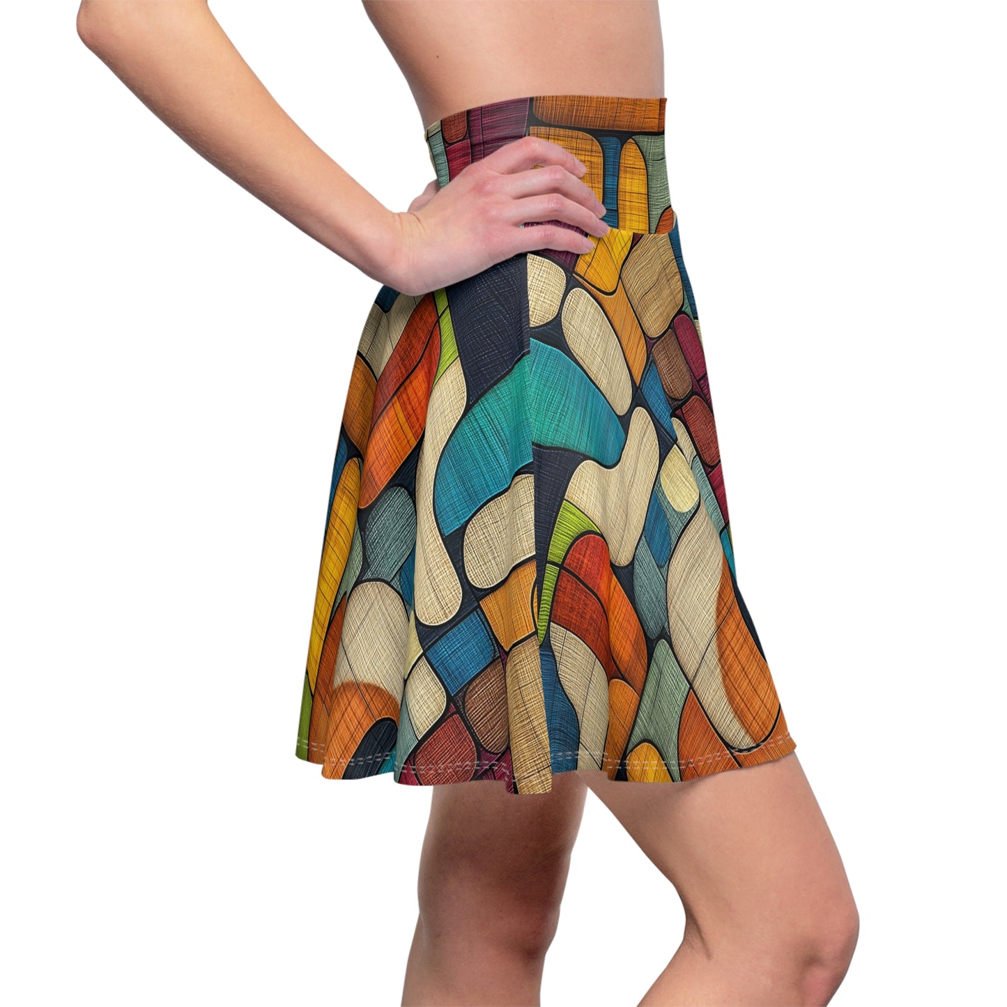 Vibrant Puzzle Skater Skirt