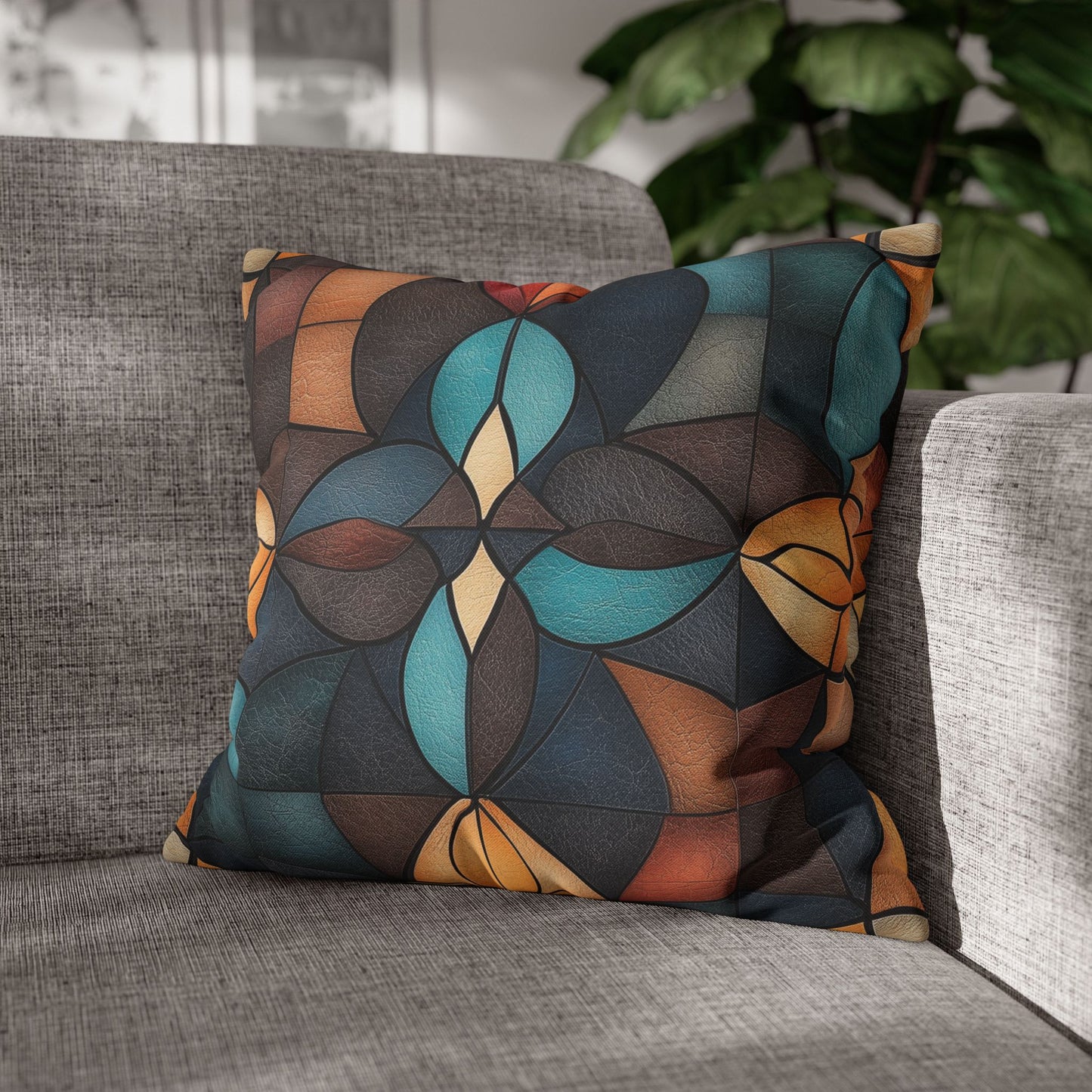 Stained Glass Symphony - Square Polyester Pillowcase