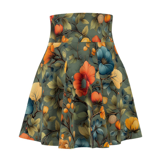 Vibrant Floral Symphony - Skater Skirt