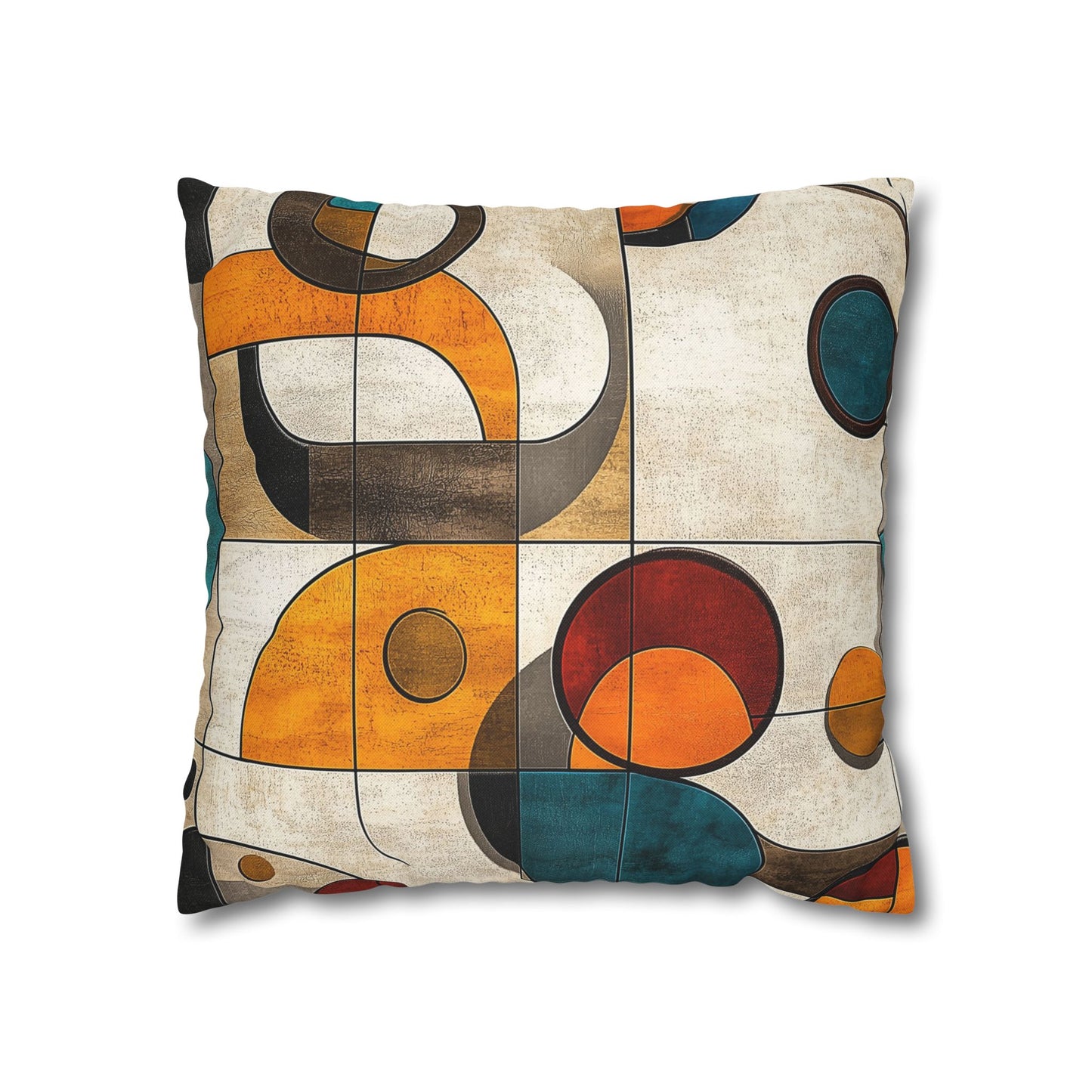 Retro Circles - Square Polyester Pillowcase