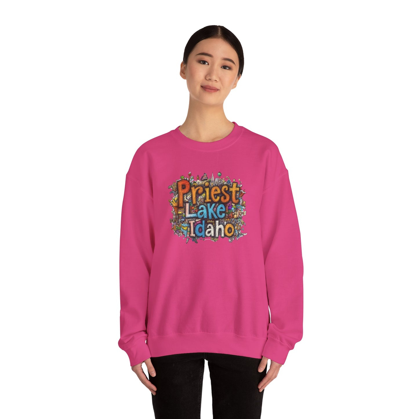 Priest Lake Idaho Fun Heavy Blend™ Crewneck Sweatshirt