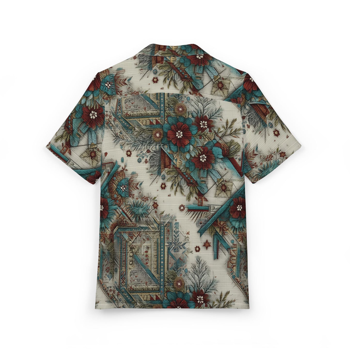 Vintage Floral Hawaiian Shirt — Teal & Maroon Aloha Button-Down