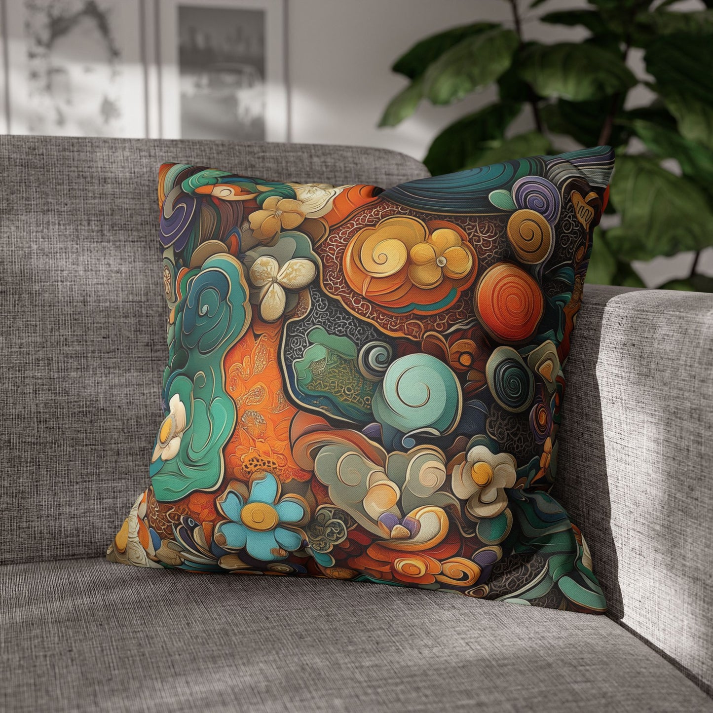 Psychedelic Swirls - Square Polyester Pillowcase