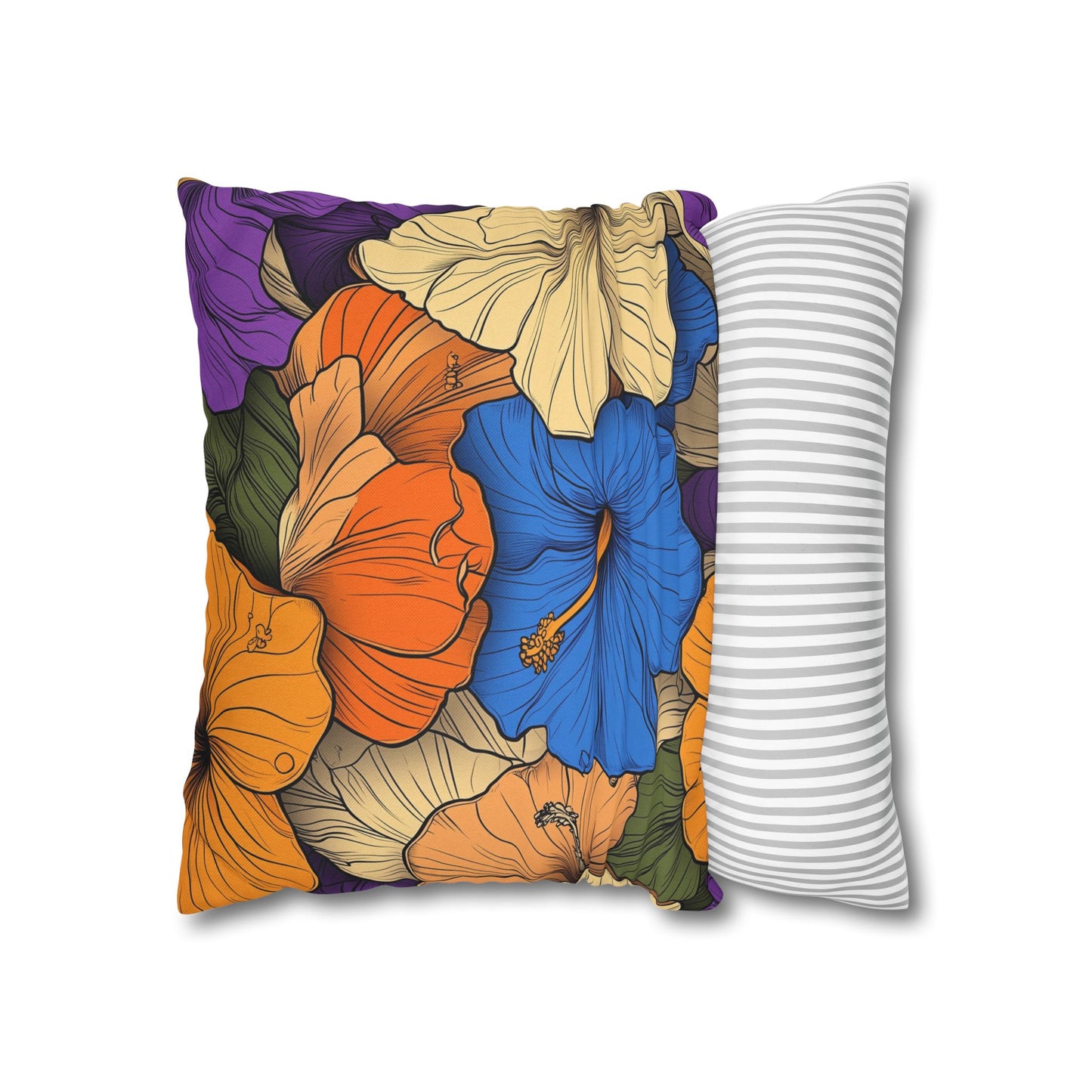 Tropical Hibiscus Paradise- Square Polyester Pillowcase