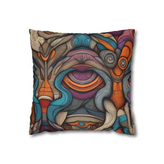 Psychedelic Mask - Square Polyester Pillowcase