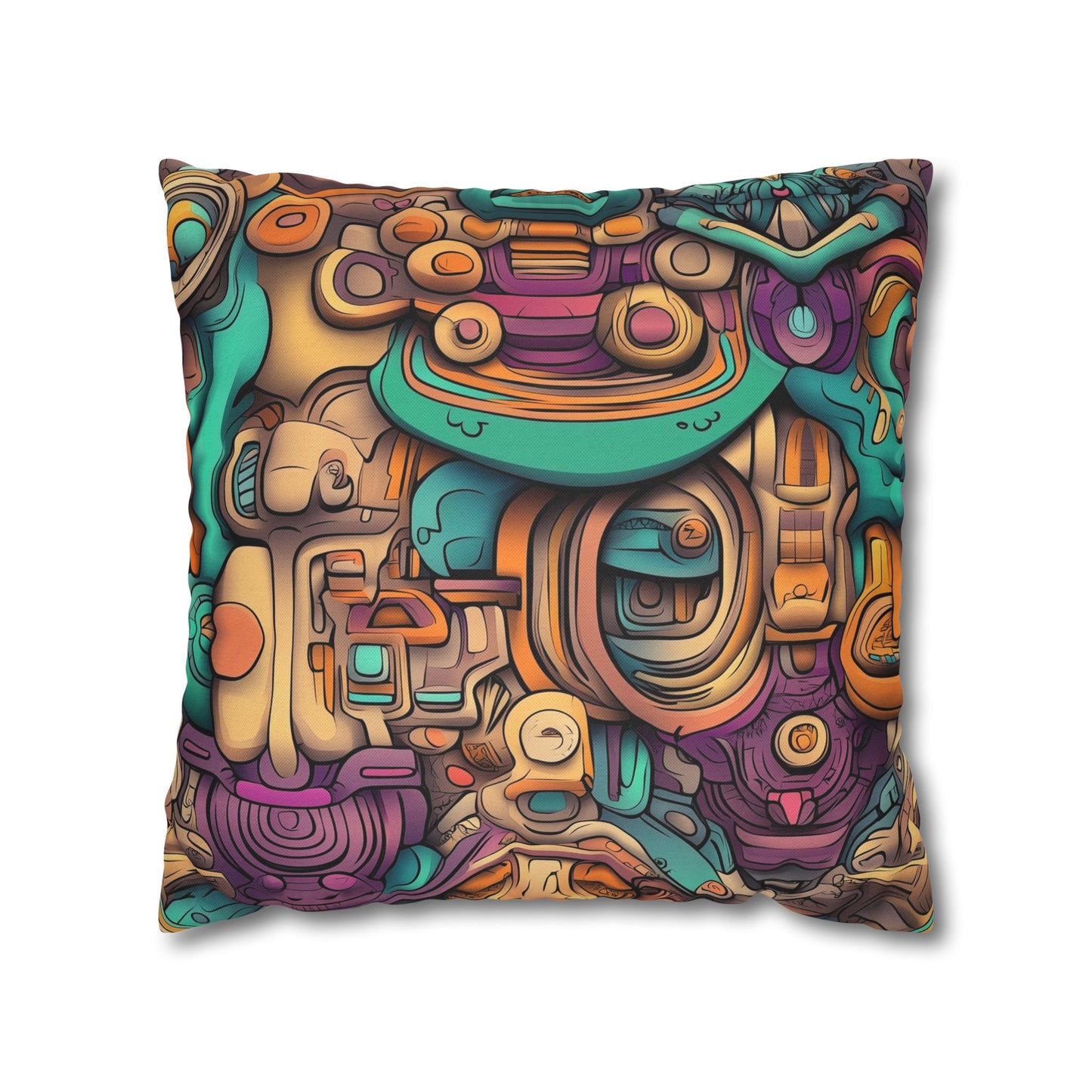 Psychedelic Dreamscape- Square Polyester Pillowcase