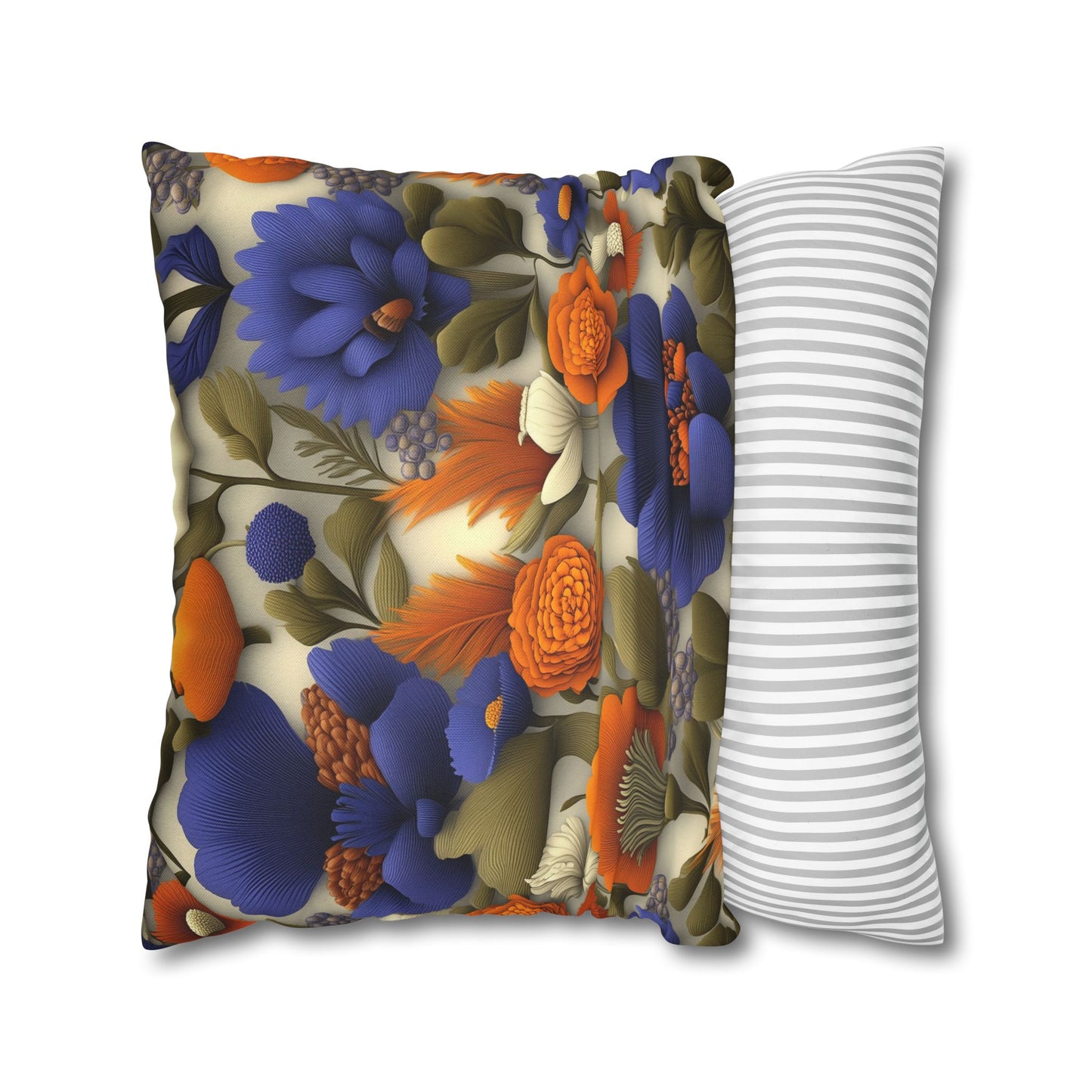 Vibrant Floral Fantasy- Square Polyester Pillowcase